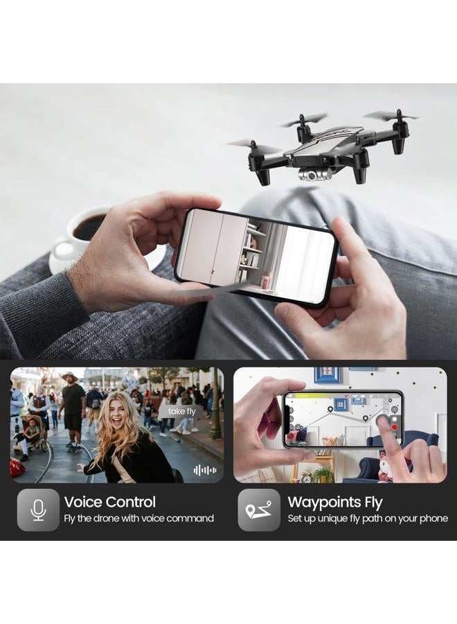 DEERC D20 Mini Drone for Kids – 720P HD FPV Camera, Remote Control, Altitude Hold, Headless Mode, One-Key Start, Speed Adjustment, 3D Flips, 2 Batteries – Fun Silver Toy for Boys & Girls - Image 3